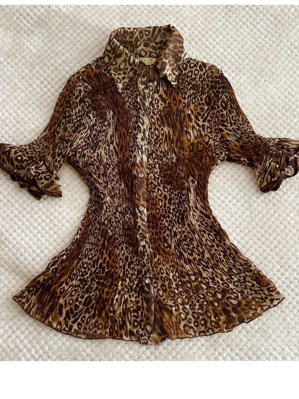 Michael K. Sheer Leopard Blouse